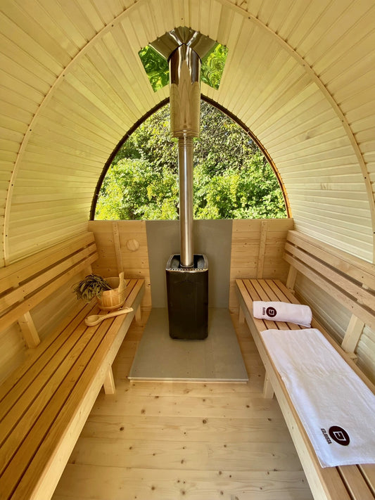 Iglusauna (E-Ofen) und Hot-Tub (Holzofen) 2 in 1 Kombination