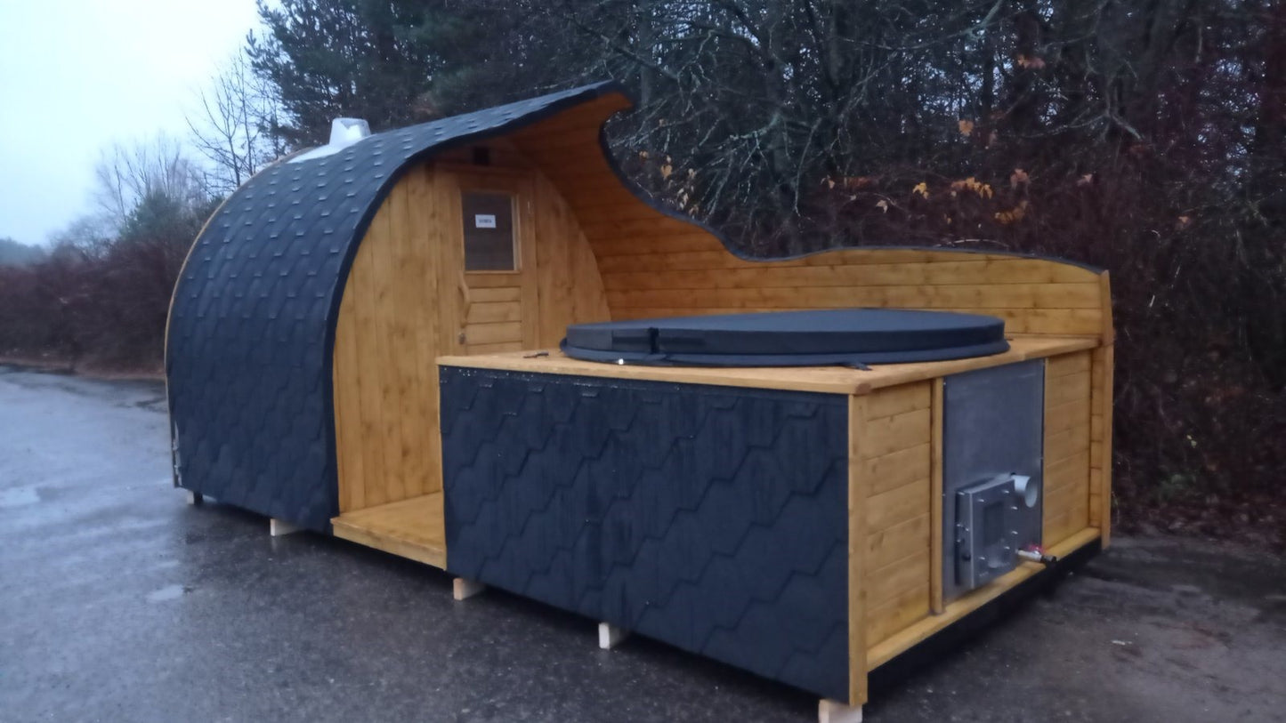 Iglusauna (Holzofen) und Hot-Tub (Holzofen) 2 in 1 Kombination