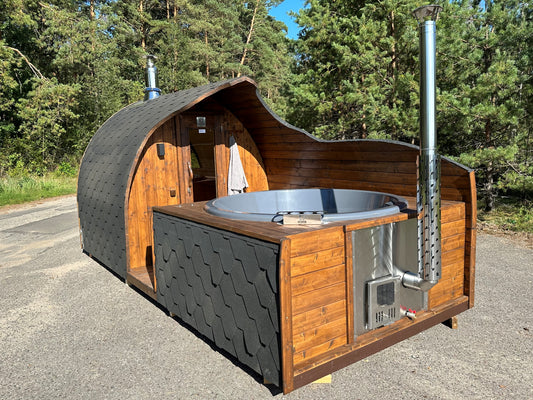 Iglusauna (E-Ofen) und Hot-Tub (Holzofen) 2 in 1 Kombination